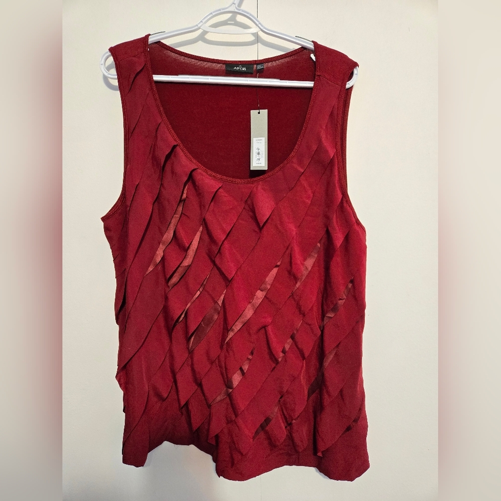 Apt 9 Wine Ruffle Sleeveless Top- Size 1X